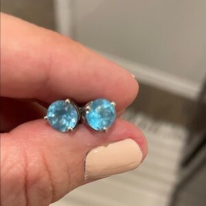 FREE in bundle topaz silver Elegant Blue Stud Earrings